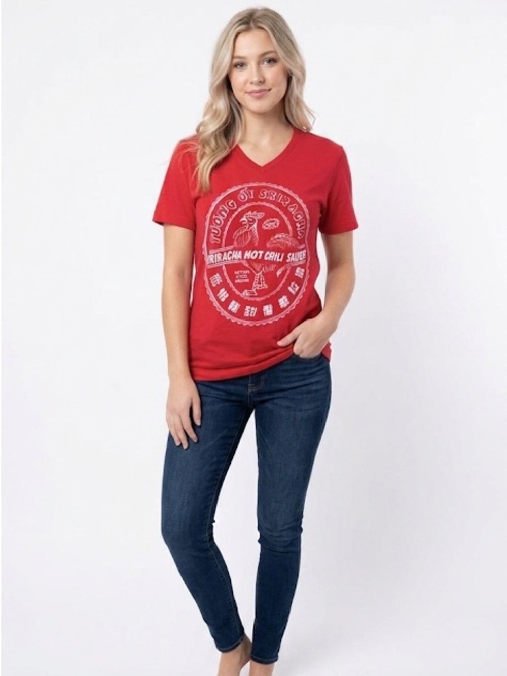 Sriracha hot chili sauce red graphic T-shirt rooster/chicken size medium